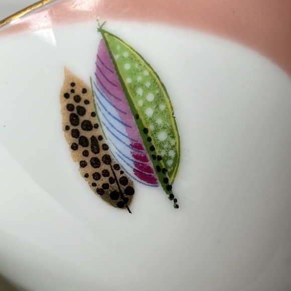 Teacup Set Fine China Feather Design Gold Brim Crafters Decoration Tea Party - Picture 6 of 11